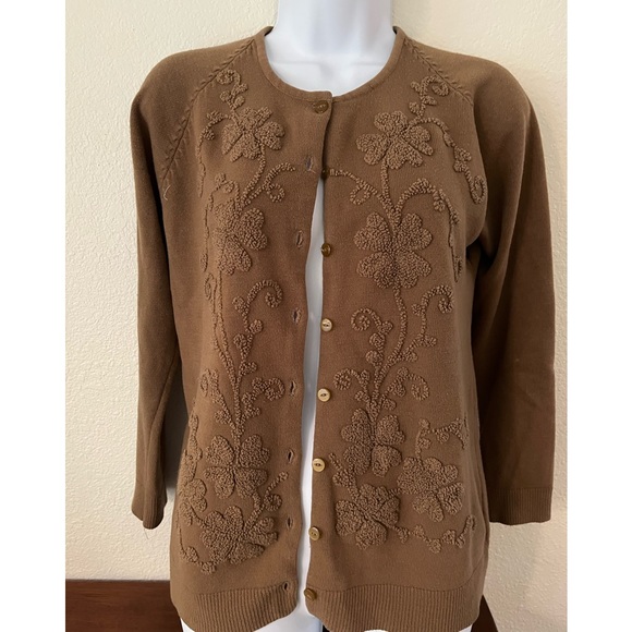 ASHTON MOCHA AND PUNCH STRIPE CARDIGAN TOP